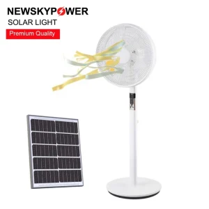 H26b7e230fc554b85a9cd19e5aa94e372H.webp 35hours Working Time 16 Inch Electric Fan Standing Solar Rechargeable Fan Brushless Motor with Solar Panel for Resale