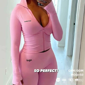 H2f31ed600e2645789d52cf43858bc0a9K.webp Custom High Quality Yoga Suits Zipper Jackets and Pants Sports Suits Sportswear Long Sleeve Zip up Tops Casual Women's Clothing