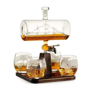 H57f838a6808343c6b5b89940c2fac3cfB.webp New Top Selling Sellers Drinking Globe Barrel Bar Whiskey Whisky Glass Decanter Decanter Glassware Glasses Set Bottle Cup