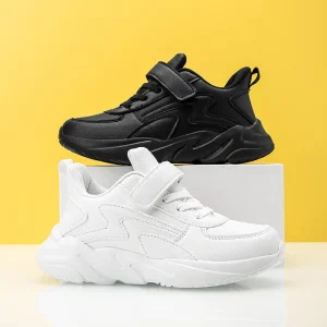 Hb36d228a06be4510bea722baa34b551aa.webp Children Shoes Kids Casual Sneakers Black Pu Leather Sports Shoes for Boy Girls White Shoes School Running Tennis Sneaker