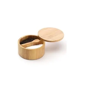 Hotel Home Kitchen Sugar Bowl at Reasonable Price Wood Salt Container with Spoon Storage Container Best Supplies