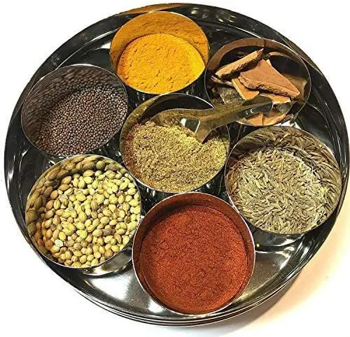 Stainless Steel Seasoning Box with Clear Transparent Lid for Home Kitchen Bulk Order Masala Dabba Spice Box Kitchenware Supplies