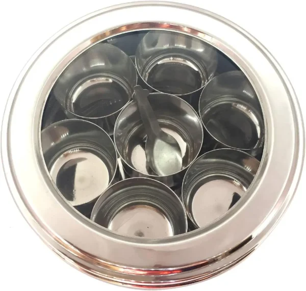 Stainless Steel Seasoning Box with Clear Transparent Lid for Home Kitchen Bulk Order Masala Dabba Spice Box Kitchenware Supplies