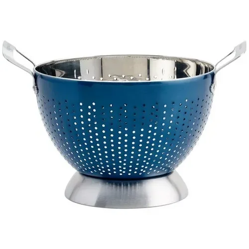 A5df1068744e34f99969a881d5affbac4y.webp Blue 2-Piece Stainless Steel Colander Set Durable Kitchen Essential for Rinsing and Draining Bulk Wholesale Supply