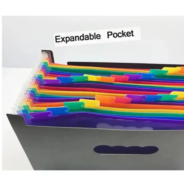 Hot Sale Rainbow Color A4 PP Plastic 24 Pocket Expandable File Organizer Filling Folder for Office School Supplies