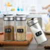 Haf599d9f45634119b259a00ba74d9f6cr.webp Dropshipping Glass Spice Bottles with Plastic Lids Rotating Multi-hole Shakers Pepper/salt Wholesale Kitchen Supplies in Stock