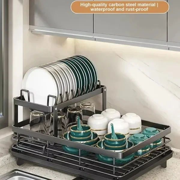 Hb23ef25f14fd4ee4a28339aacf3e6ad3g.webp Multi-Layer Small Storage Dish Rack Simple Kitchen Supplies Bowl Tray Rack Household Drain for Organizing Kitchen Items