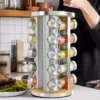 Stainless Steel 360 Degree Rotating Spice Storage Rack, Condiments Shelf, Seasoning Jar Set, Kitchen Supplies,
