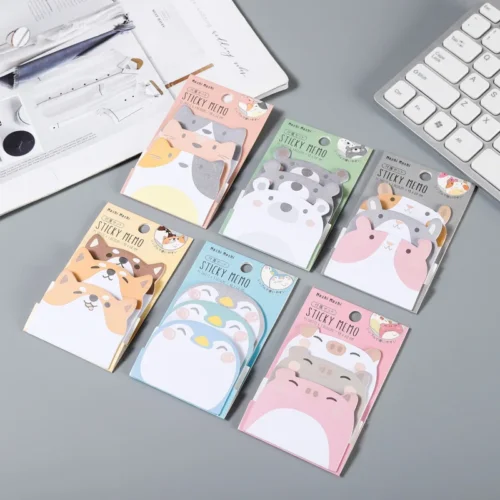 Cute Small Fresh Style Design Office Supplies and Stationery School DIY Decor Reusable Papers Animal Shaped Sticky Notes