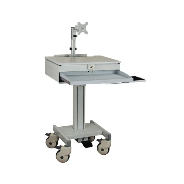 Medical Computing Cart Workstation Lockable Laptop Storage Space Hospital Monitor Trolley One LCD Arm Office School Supplies