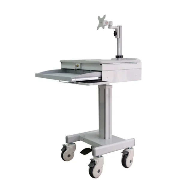 Medical Computing Cart Workstation Lockable Laptop Storage Space Hospital Monitor Trolley One LCD Arm Office School Supplies