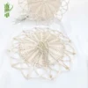 KITCHEN ACCESSORIES Woven Rattan Placemat Wood coaster Round Charger Plates Flower Shape White Brown Wedding Decoration Supplies