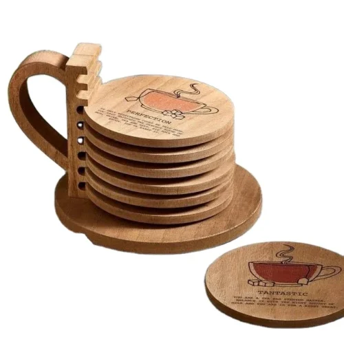 Affordable Round Wooden Drinks Coasters Mats and Pads Anti Skid Non Slip Cup Mats for Home Tableware Decor and Kitchen Supplies