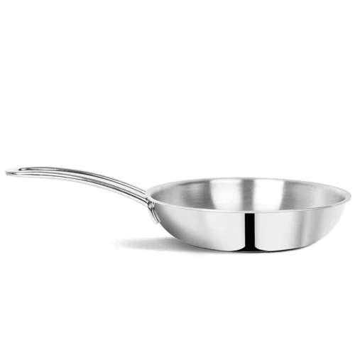 Wholesale Kitchen Stainless Steel Triply Frypan with Induction Bottom Stainless Steel Nonstick Frying Pan for Bulk Supply