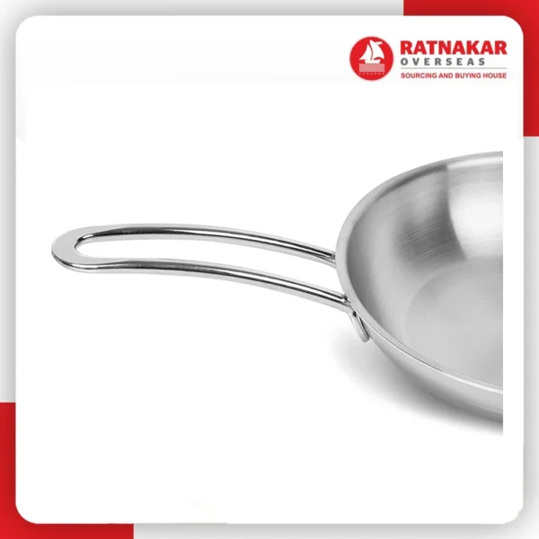 Wholesale Kitchen Stainless Steel Triply Frypan with Induction Bottom Stainless Steel Nonstick Frying Pan for Bulk Supply